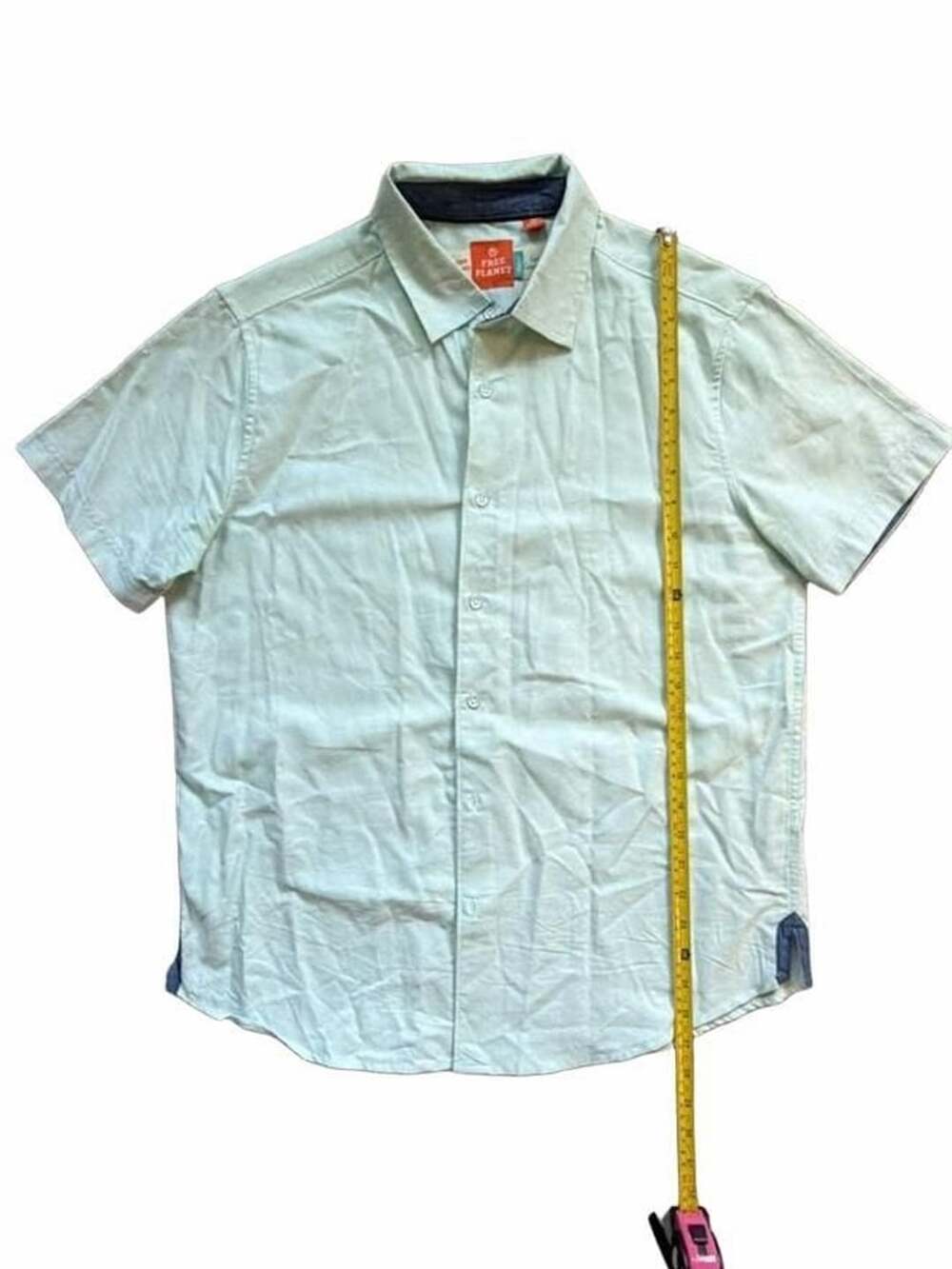 Free Planet Daily Mint Green Short Sleeve Button Up Shirt Men's Size Medium